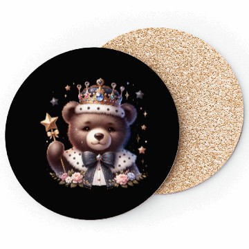 Discover Royal Teddy Bear Magic – Crowned Cutie with Sparkl Coasters