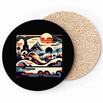Discover Tropical Waves & Mountains Art Coasters