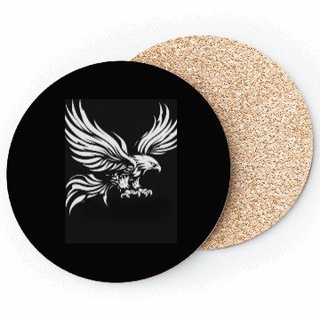 Discover White Tribal Eagle Art Design" Coasters