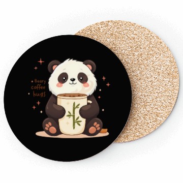 Discover Beary Coffee Hugs! - Cute Panda & Warm Embrace Coasters