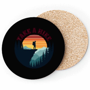 Discover Take A Hike - Vintage Sunset Mountain Silhouette Coasters