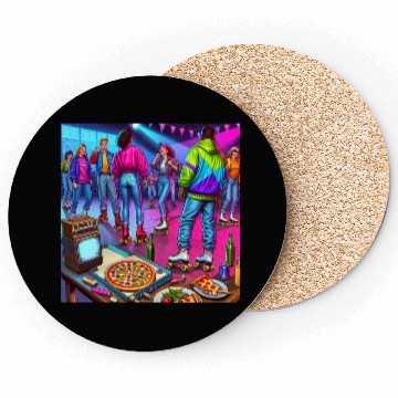 Discover Vibrant Retro Festival Gathering Coasters