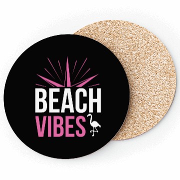 Discover Pink Beach Vibes Quote Design Coasters