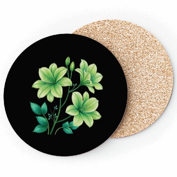 Discover Green Lilies Floral Design Coasters