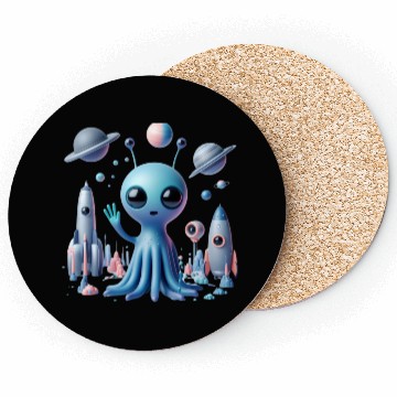 Discover Cosmic Hello: Alien’s Friendly Greeting Coasters