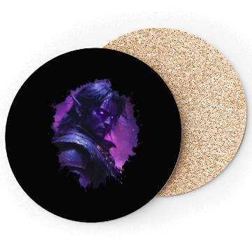 Discover Dark Elf Warrior with Glowing Purple Eyes Coasters