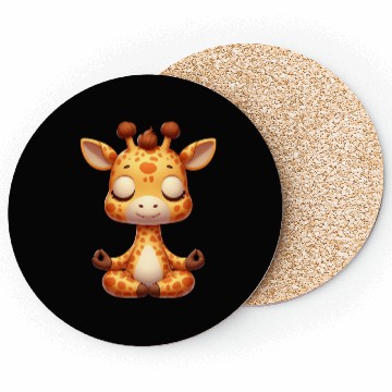 Discover Cute giraffe yoga meditation relaxation cartoon Coasters