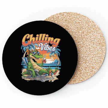 Discover Chilling Vibes Dragon Relaxing Beach Scene With Coasters