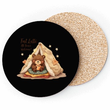 Discover Fort Latte - Cute Bear Cub & Cozy Coffee Fun Coasters