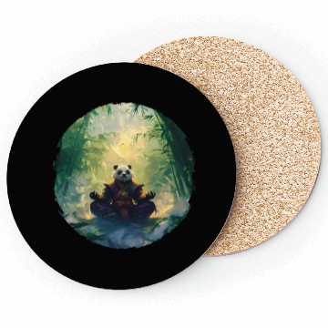 Discover Panda Meditates In A Bright Bamboo Forest Coasters