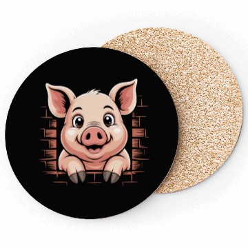 Discover Cute Pig With Big Eyes Coasters