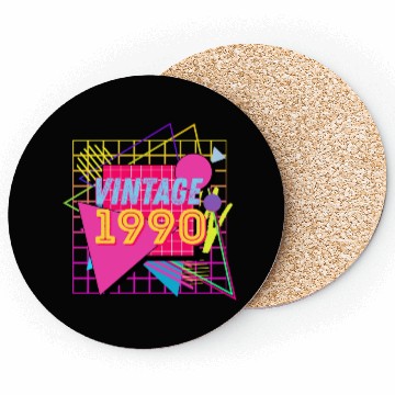 Discover 1990 Birthday Gift Retro Neon 90s Style Coasters