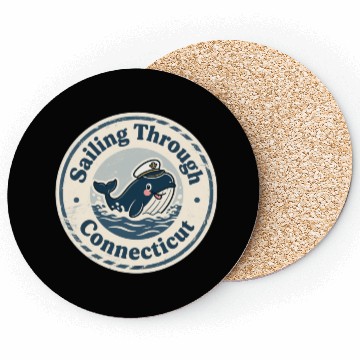 Discover Connecticut Whale Captain Design Coasters