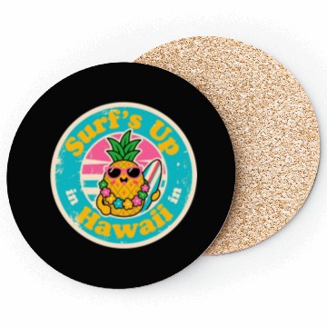 Discover Aloha Vibes Pineapple Surfer Vintage Hawaiian Coasters