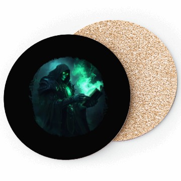 Discover Green Shadow Mage with Burning Spell Book Coasters