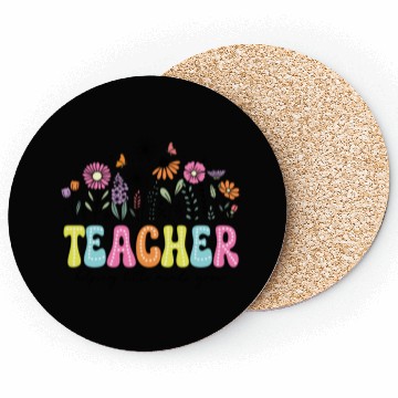 Discover Teacher Flower Floral Dalmatian Dots Coasters