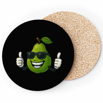 Discover Cute cartoon pear guava fruit summer joy Coasters