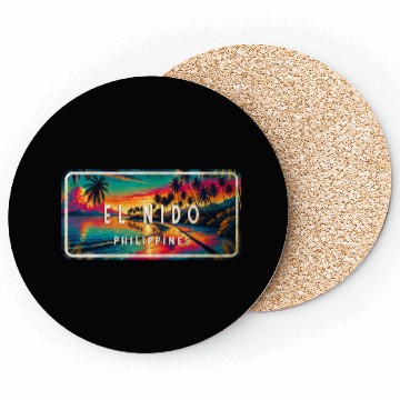 Discover El Nido - Tropical Retro Sign Coasters
