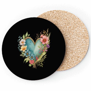 Discover Watercolor Floral Heart Graphic | Romantic Botanic Coasters