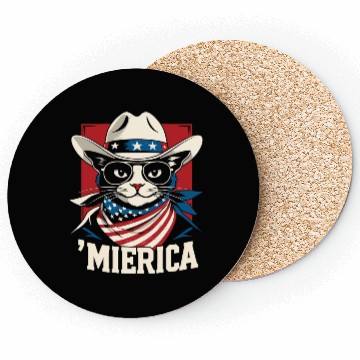 Discover Funny Patriotic USA Pride 'Merica Cat Lovers Coasters