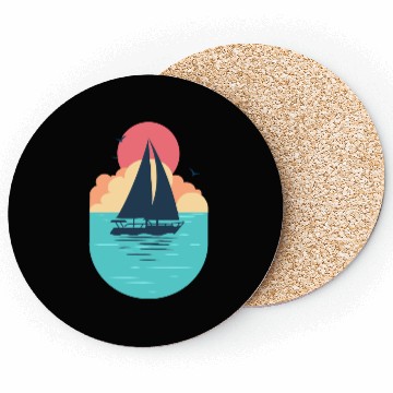 Discover Sunset Sailboat Ocean Coasters Design