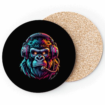 Discover Animal Art Gorilla with Headphone Coasters