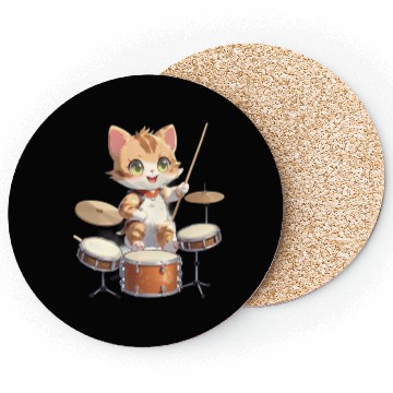 Discover Cat Drummer Coasters