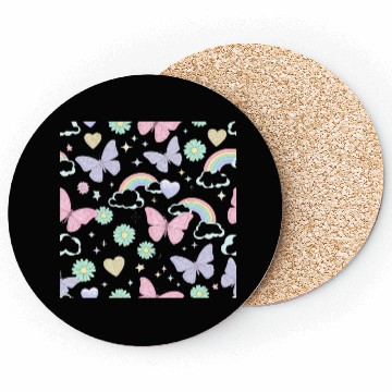 Discover Whimsical Butterfly Garden & Stars Pattern Coasters