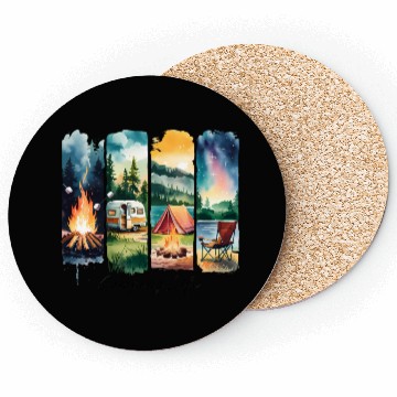 Discover Brushstroke Camping Life Coasters