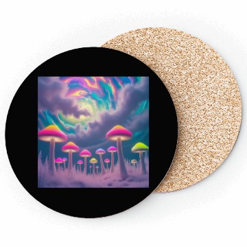 Discover Neon Mushroom Forest – Psychedelic Minimalist Coasters