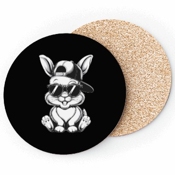 Discover Cool Hip Hop Bunny in Sunglasses and Cap Sketch Coasters