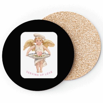 Discover Chef Cook Valentine SERVING UP LOVE Cupid Angel Coasters