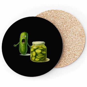 Discover Funny Pickle Cartoon Cute Dill Pickle Jar Reaction Coasters