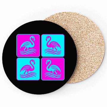 Discover Flamingo Waves Pop Art Coasters