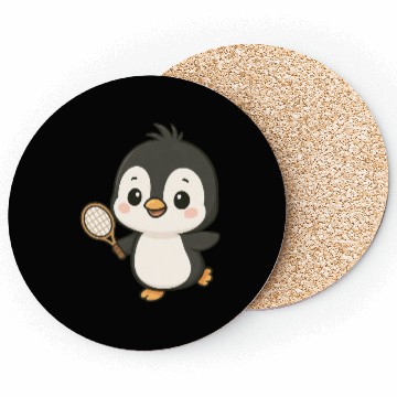 Discover Cute penguin tennis player cartoon chibi sport Coasters