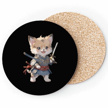 Discover Dog Samurai Coffee Coasters