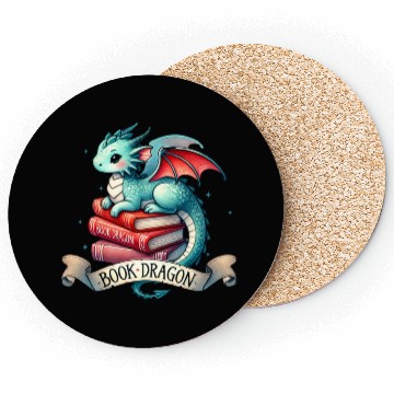 Discover Funny Book Lover Book Reading Dragon Coasters