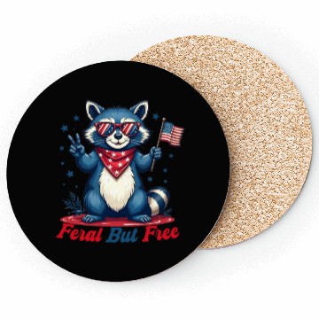 Discover Feral But Free Funny Patriotic Raccoon 4th of july Coasters