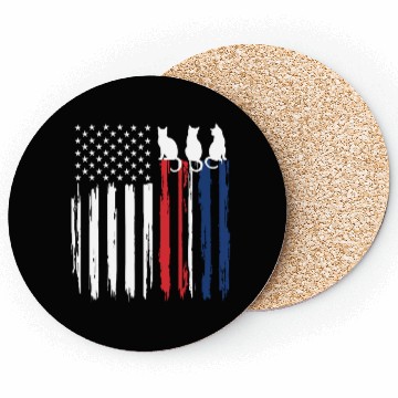 Discover Patriotic Cat Lover - American Flag with Cat Silho Coasters