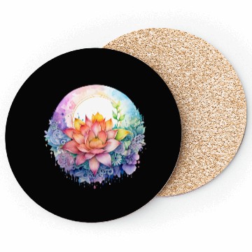 Discover Retro Zen Lotus Mandala Rainbow Coasters