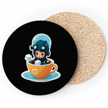 Discover Diver Coffee Cup Fantasy Sticker. Coasters