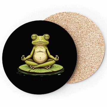 Discover Funny Zen Frog Meditating on Lily Pad – Yoga Coasters