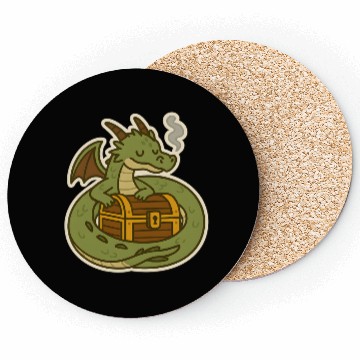 Discover Majestic Dragon Guarding Treasure Coasters