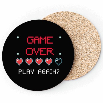 Discover Game Over , Play Again ? Pixel Art Coasters