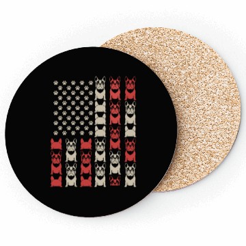 Discover French Bulldog American Flag Paw Print Pattern Coasters
