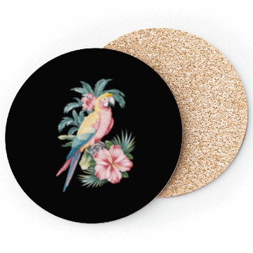 Discover Tropical Parrot and Hibiscus Flowers Coasters
