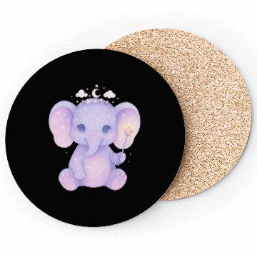 Discover Celestial Baby Elephant Magical Nursery Girl Art Coasters