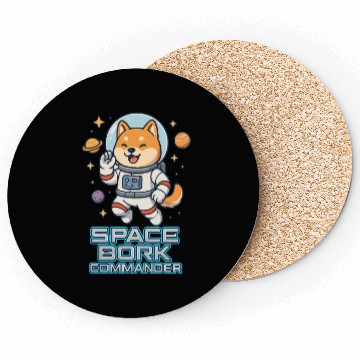 Discover Space Bork Commander Cute Shiba Inu Astronaut F Coasters