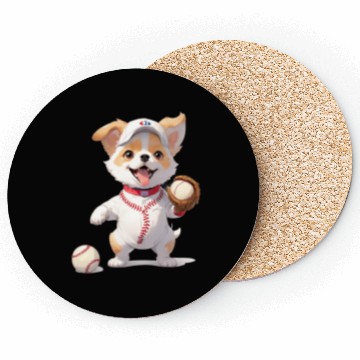 Discover Dog Baseball Player Puppy Coasters