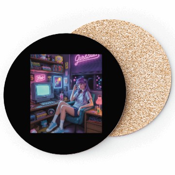 Discover Y2K Gamer Girl Vibes – Retro Tech & Neon Room Aest Coasters